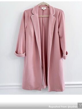 Have Pink Long Robe Coat with White Piping